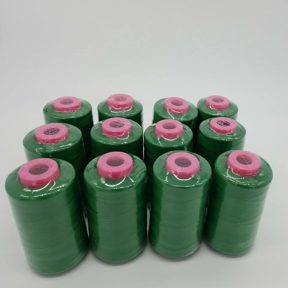 12 Big Spools Kelly GREEN Serger Sewing Machine Thread 6000 YARDS / Cone T27 S/2 - Image 3 of 4
