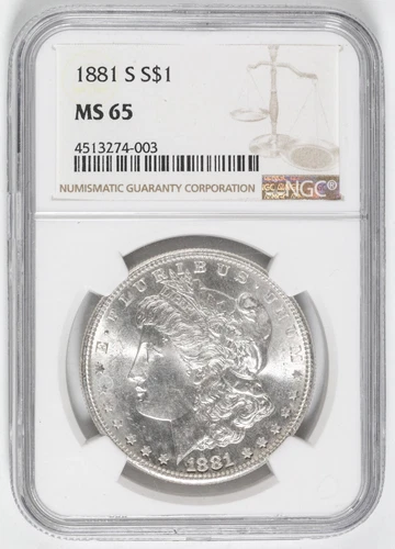 1881 S Morgan Dollar MS 65 NGC Silver $1 White Lustrous & Certified!