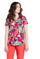 Abstract Petals Cherokee Scrubs V Neck Top CK637 ABPS