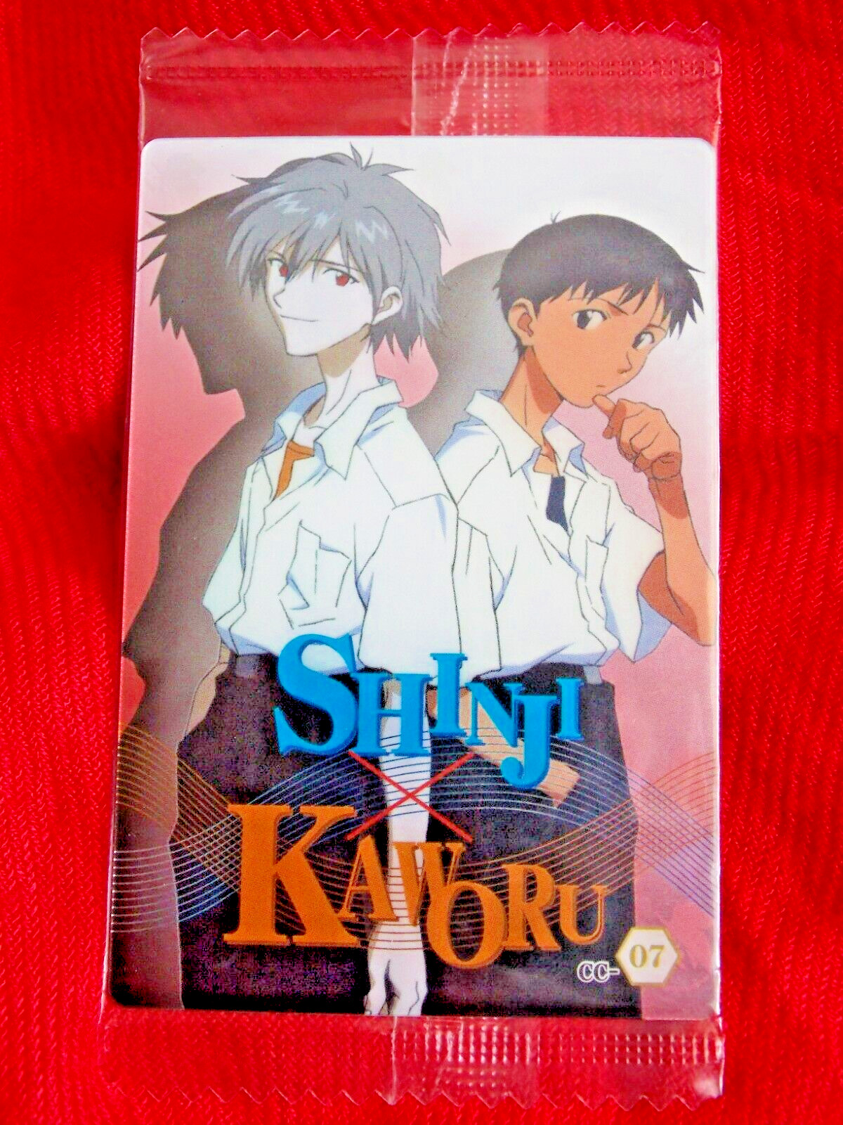 TARJETA DE PLÁSTICO SELLADA BANDAI KAWORU & SHINJI EVANGELION LÁMINA CC-07 ANIME UK