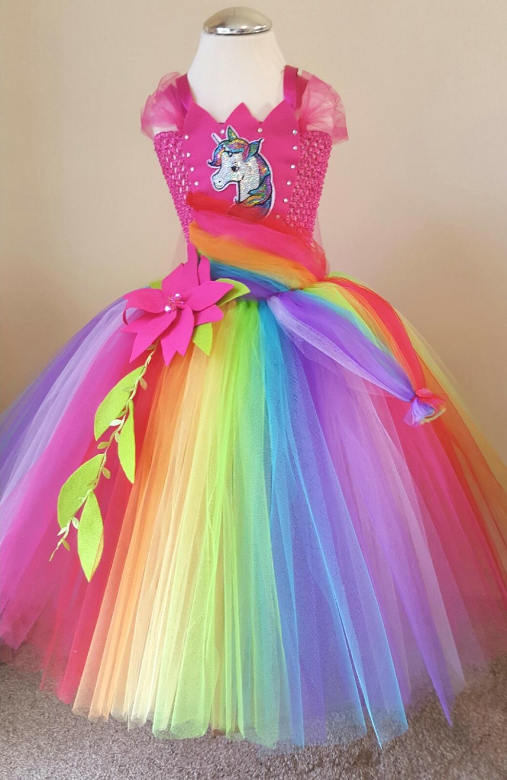 BRIGHT RAINBOW UNICORN TUTU DRESS AGE 1,2,3,4,5,6,7,8,9,10,11,12 image 2