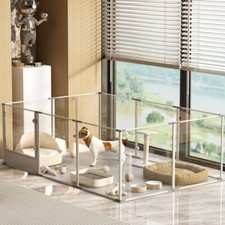 XXL Dog Whelping Box with Pee Pad Clear Pet Playpen Exercise Fence 71x48x24 inch