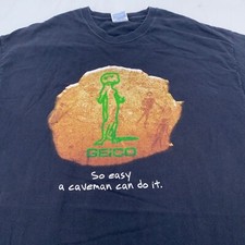 vintage GEICO CAR INSURANCE SO EASY A CAVEMAN CAN DO IT T-Shirt LARGE/XL gecko