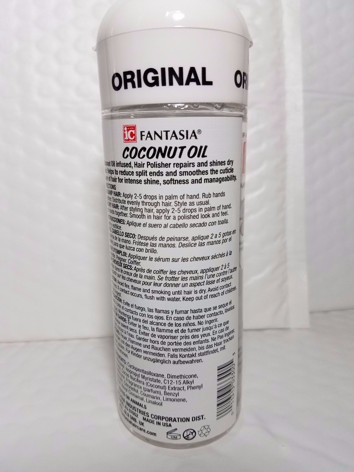 HAIR POLISHER COCONUT OIL FANTASIA IC  6 FL OZ MOISTURIZES ORIGINAL MADE IN USA