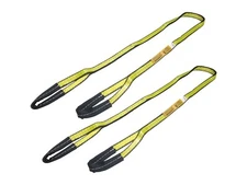 2 Pack 1" x 8' Yellow Polyester Lifting Slings Flat Eyes w/ Protective Sleeves