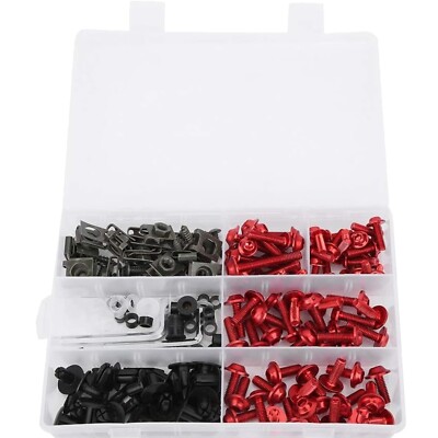 Universal Bolzen Kit mit 198 Schrauben für Offroad & Sportmotorbikes, Rot