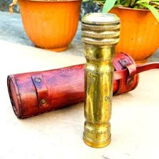 Handmade Brass Kaleidoscope with Leather Case - Vintage Look - Antique Finish -