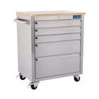 SGS 26in Deluxe Roller Tool Cabinet, Stainless Steel, 5 Drawers, Sliders & Lock