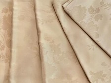  6 Cotton Damask FRETTE Champagne Colored Dinner Napkins ITALY Leafy Florals 