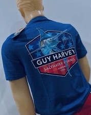 NWT Mens Guy Harvey Short Sleeve Saltwater Fishing Sport T-Shirt Small Blue