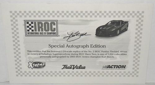 2003 Action Kurt Busch #2 True Value Iroc Firebird Talladega Win Auto Autograph - Picture 2 of 8