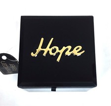 NEW AMERICAN ATELIER ACRYLIC GLASS BLACK WITH GOLD "HOPE" BROOCH JEWELRY BOX