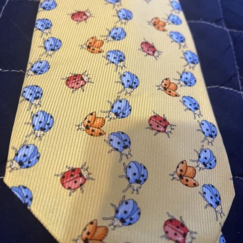 Huntington Mens Necktie Tie Lady Bugs Science Teacher Entomology 57” X 3.75” - Picture 2 of 5