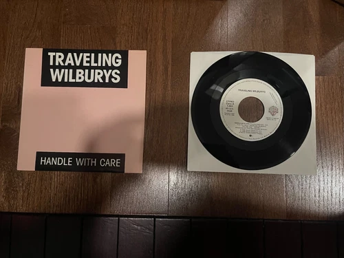 * BEATLES HARRISON TRAVELING WILBURYS PROMO 45 HANDLE WITH CARE & SLEEVE SPAIN *