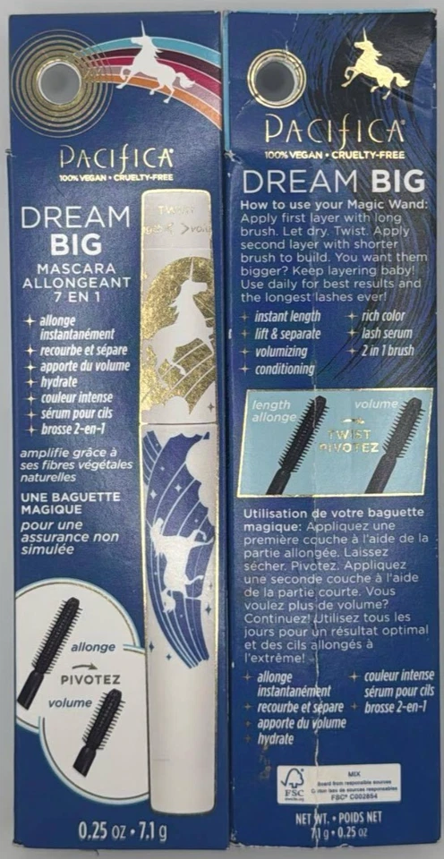 Máscara de pestañas Pacifica Dream Big 7 en 1 2 piezas ~ BLACK MAGIC ~ 0,25 FL OZ CADA UNA ~ LEER Foto 3 de 3