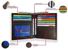 Mens Genuine Leather Bifold Wallet Slim Hipster Cowhide Credit Card ID New Brown