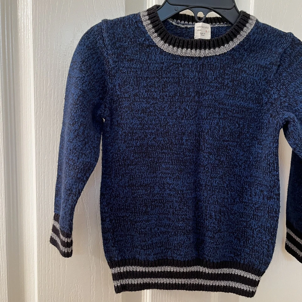Crewcuts J экипажа Crewneck пуловер свитер синий хлопок мальчиков размер 3 - Изображение 3 из 4