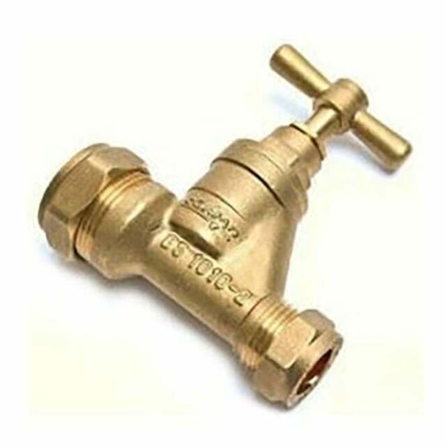 25 x 22/15/28mm Brass Mains Stopcock Tap -Copper Compression