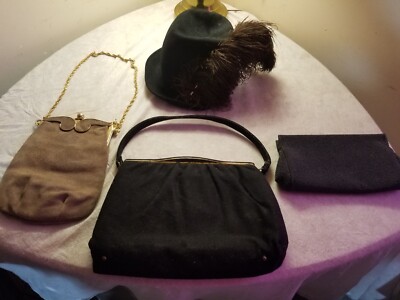 Lot of 4 Vintage Hat & Purses/Miss Eileen/Bobbie Jerome/Triangle