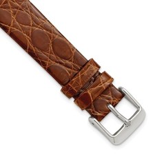 DeBeer 20mm Havana Flat Genuine Crocodile Silver-tone Watch Band