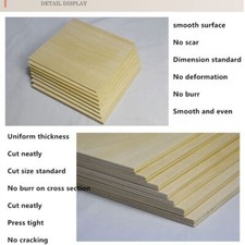10 X 200x200x2mm Wooden Plate Model for Basswood Wood Sheet House Ship Aircraft