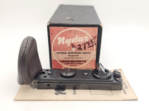 Vintage Nydar Model 47 Optical Shotgun Sight Swain Nelson Co. USA. w/Mount & Box