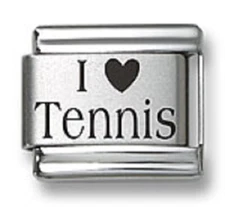 Laser Italian Charms I Heart Tennis Fit 9 mm Stainless Steel Link Bracelets 