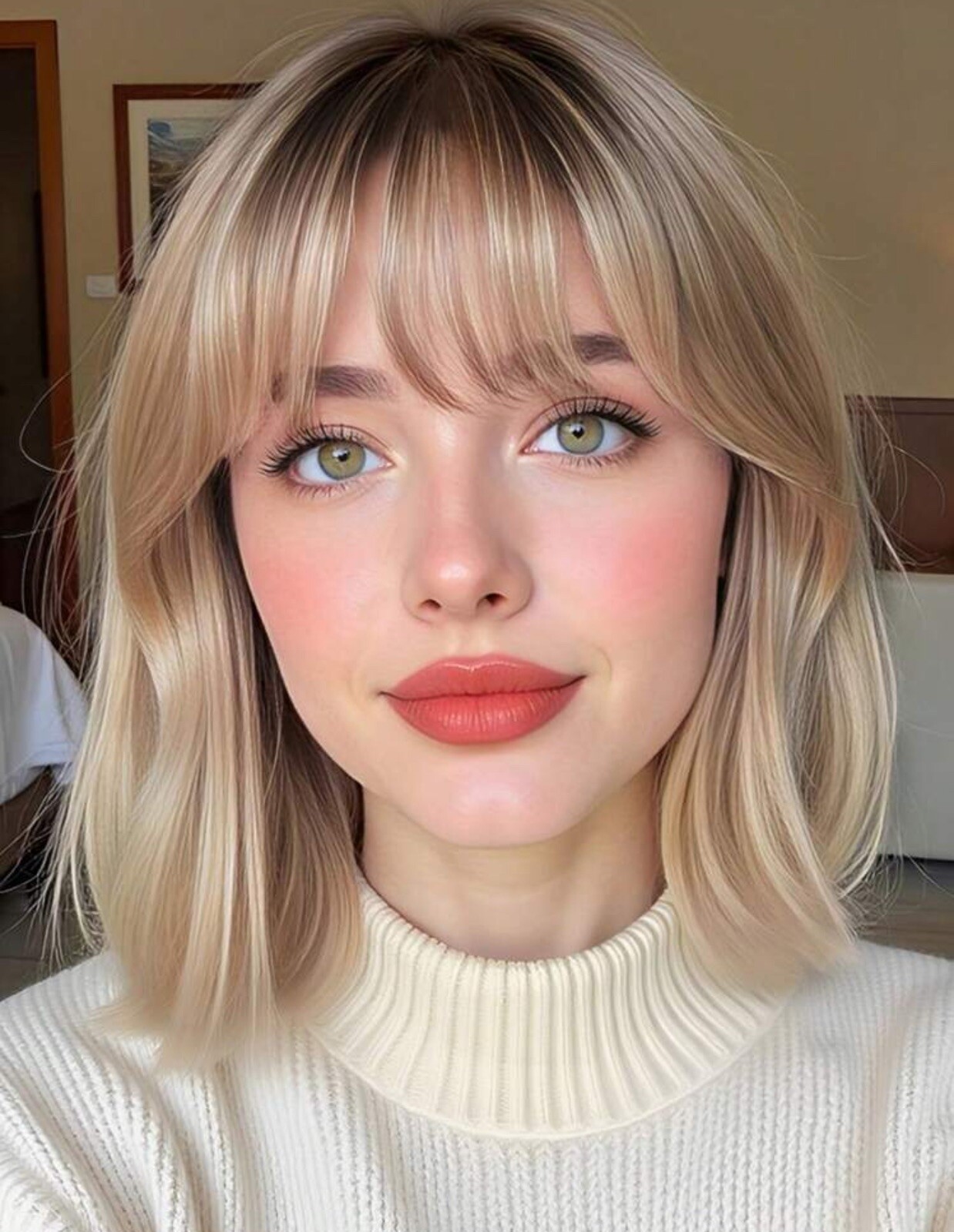 Perruque blond foncé courte synthétique coupe carré bob pour femme moderne