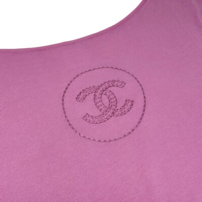 CHANEL Vintage 07P CC Summer Knit Circle Logo Top #36 Stitch Pink