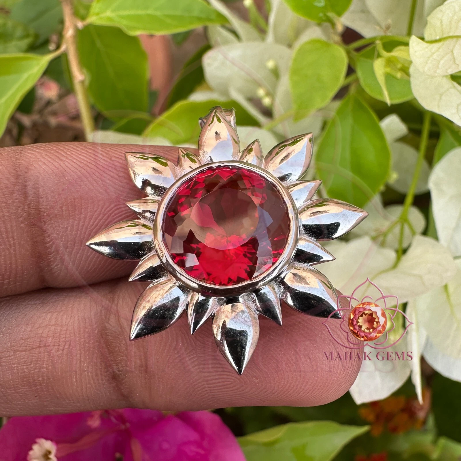 VETEMENTS Ciondolo pietra preziosa sfusa rubino rosso naturale certificato 35 25 ct incastonato argento 925