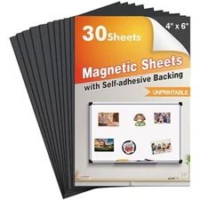 30 PK Strong Flexible Self Adhesive Magnetic Sheets 4X6 Magnet for Photos Album