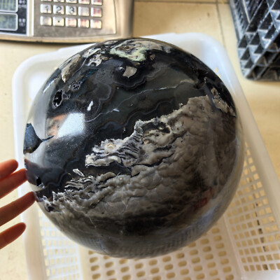 39.3LB top Natural Volcanic Rock Agate Quartz Sphere Crystal Ball Reiki