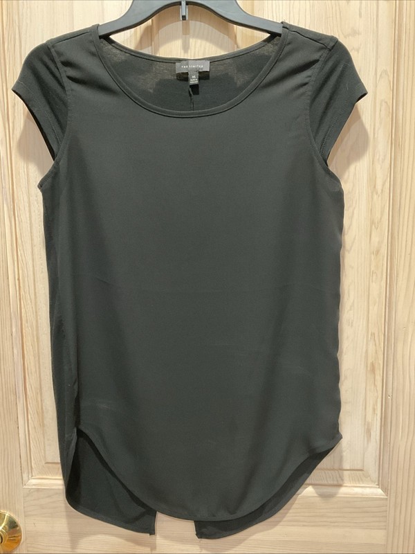 The Limited XS Tuxedo Tail Blouse Cap Sleeve Sleeveless Black Shirt Pre-Owned