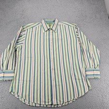 Robert Graham Button Down Shirt Mens XL Multicolor Striped Long Sleeve Flip Cuff