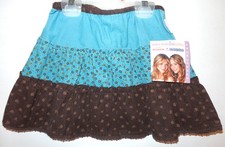 NWT 100 Cotton Mary Kate Ashley Girl Tiered Blue Brown Corduroy Skirt Sz 2T Y2K