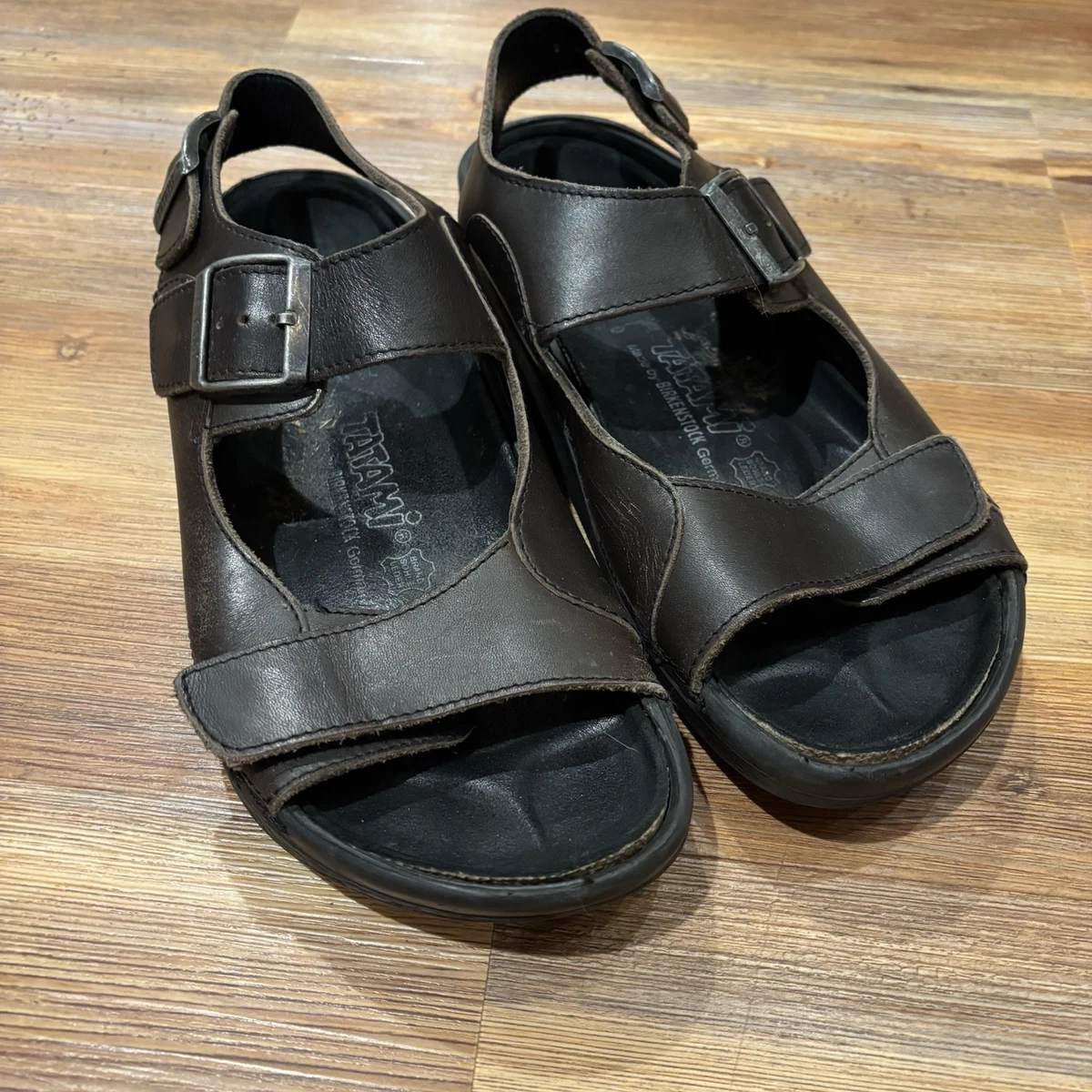 Tatami by Birkenstock Men\'s Brown Leather 2 Strap Sandals Size 12 45 U Birkenstock Tatami Brown Leather Slingback | Mercari main image 2