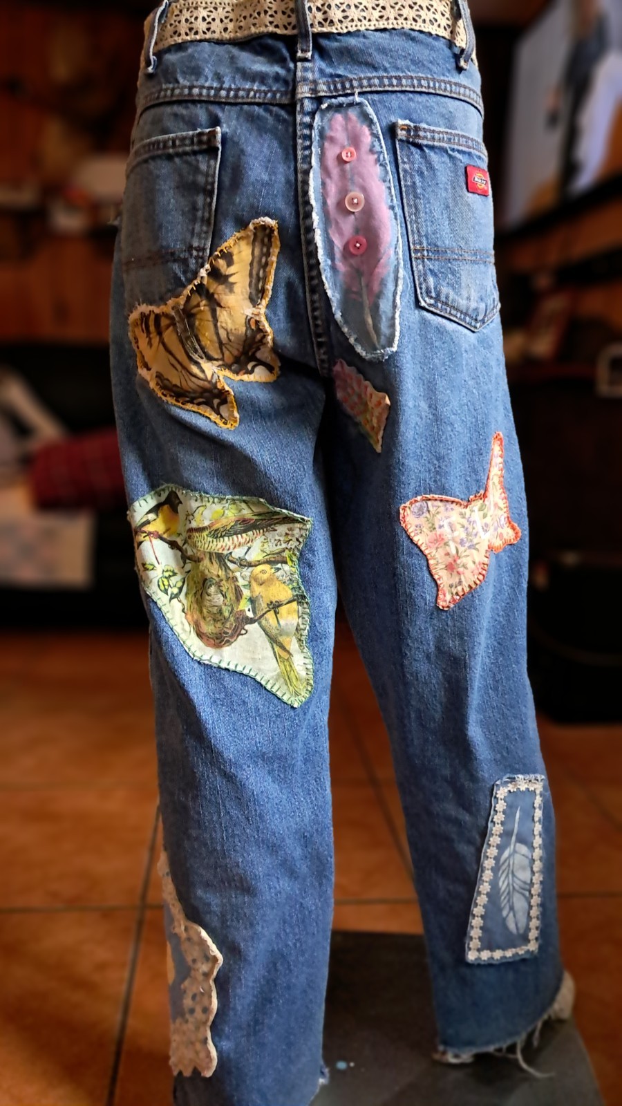 Upcycled  OOAK Reworked Boho   Patchwork Boyfrien… - image 4