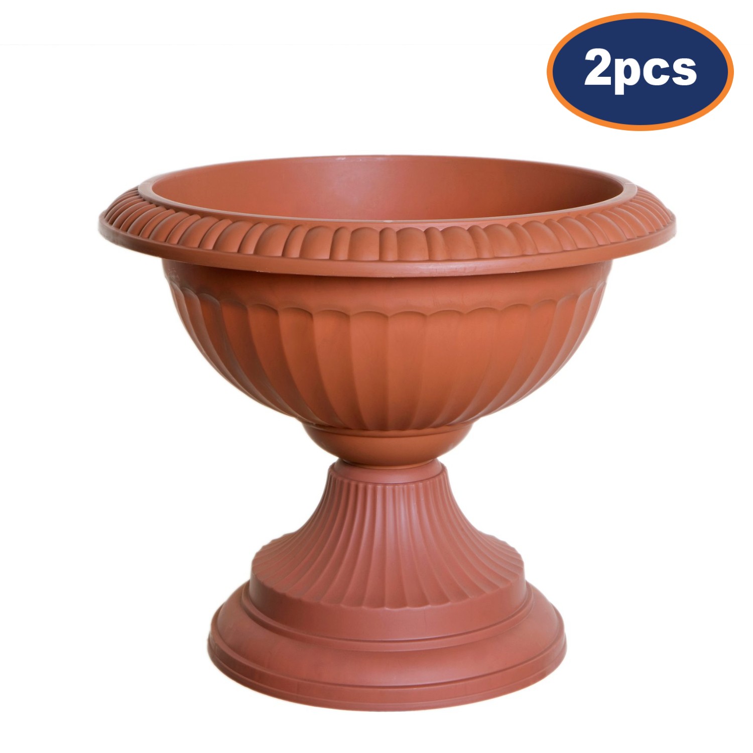 Urn Planter Grecian Flower Pot Classic Outdoor Plastic Terracotta 42cm 2Pcs
