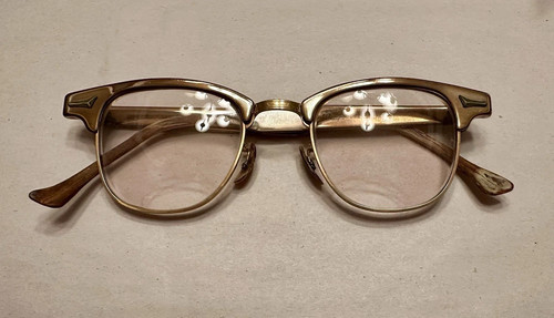 Vintage Artcraft Clubman browline glasses - 12k GF rim, polished aluminum temple
