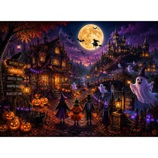 500 Piece Halloween Puzzle for Adults Spooky Witch Village Jigsaw Craft