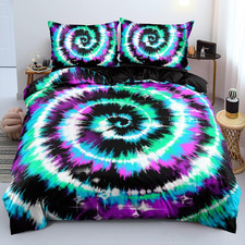 Tie Dye Duvet Cover Set Queen Size Tie Dye Purple Blue Bed Set Girls Comforter C