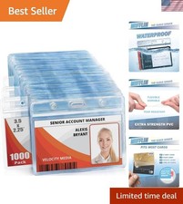 Horizontal ID Name Badge Holder Clear, 3.5x2.25 Inches, 1000 Pack, Waterproof...