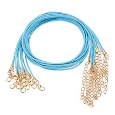 10pcs Waxed Necklace Cord Bulk, 18" 1.5mm Necklace Ropes Sky Blue