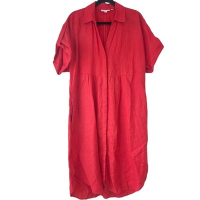 Chico's 100% Linen Roll Tab Sleeve Dolman Midi Dress Red Shirt Dress Women's 8 | eBay Chico's 100% Linen Roll Tab Sleeve Dolman Midi Dress Red Shirt Dress Women's 8 | eBay