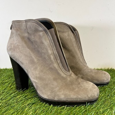 Russell & Bromley Stiefel Gr. 7 taupe Wildleder Slipper Blockabsatz Stuart Weitzman