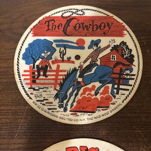 Set of 2 VTG 7" Picture Record Discs Git Along Little Doggies Home on the Range - Picture 2 of 8