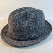 Dorfman Pacific Stockton Trilby Wool Blend Tweed Fedora Hat Gray Adult Large VTG