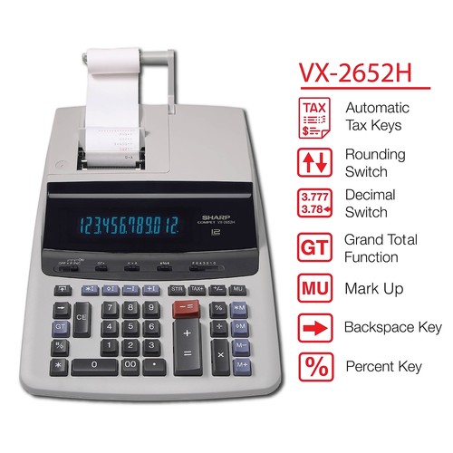 Sharp VX2652H Two-Color Printing Calculator Black/Red Print 4.8 Lines/Sec - Picture 6 of 7