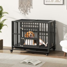 Foldable Heavy-Duty Metal Dog Cage Chew-proof Dog Crate with Lockable Universal