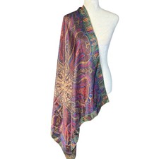 Women's unbranded silk multicolored patterned square scarf wrap 35"